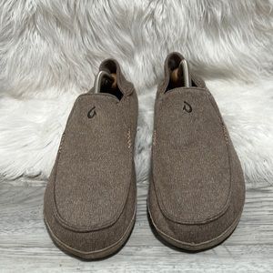 OluKai Moloa Hulu Knit Slip On Shoes Brown Tan Mens Size 11
